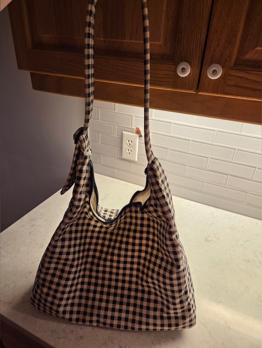Baggu shoulder bag - black and white gingham